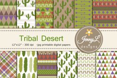 Desert Tribal Cactus Digital Papers Product Image 1