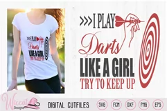Darts I Play darts svg, Girl darts svg Product Image 1
