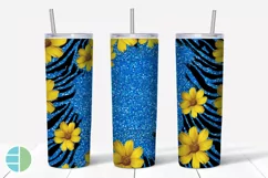 Yellow Flowers Tumbler | Zebra Print Sublimation Designs Product Image 4