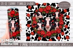 3D Cow Sublimation Skinny Tumbler Wrap| 20oz | Png Product Image 1