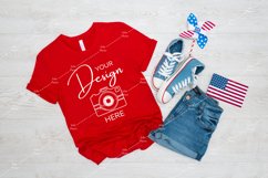 4th of July Mockup Bella Canvas 3001 Red T-shirt Product Image 1