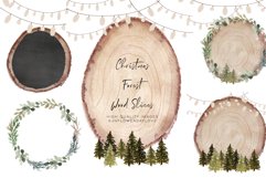 Christmas Forest Clipart, Wood Slice Christmas clipart Product Image 1