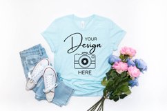 Bella Canvas Mockup 3001 Heather Ice Blue T-shirt Mockup Product Image 1