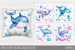 Cute Whale Pillow Design. Whale Sublimation Product Image 1