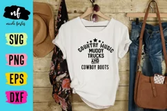 Country Music Muddy Trucks and Cowboy Boots SVG Cut File Product Image 2