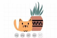 Cat and Plant SVG Cut File for Cricut, Plant and Kitty SVG Product Image 1