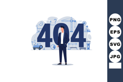Businessman standing confused in front of 404 error with ind Product Image 1