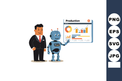 Robot presenting business production charts to businessman i Product Image 1