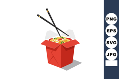 Chinese food takeout box with noodles and chopsticks illustr Product Image 1
