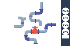 Plumbing system with interconnected pipes and red valve for Product Image 1
