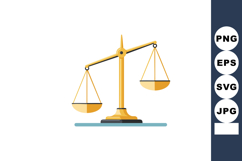 Golden balance scale vector illustration for justice and law Product Image 1