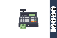Cash register with dollar bills icon for retail and payment Product Image 1