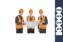 Construction engineers wearing orange safety vests and helme Product Image 1