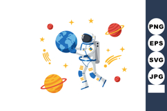Astronaut holding Earth planet surrounded by colorful stars Product Image 1