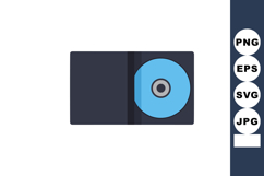 Blue Compact Disc in Black Case Digital Media Storage Illust Product Image 1