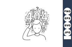 Confused person with 404 error code and question marks vecto Product Image 1
