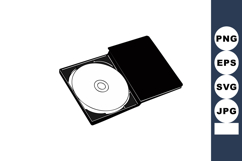 Open black DVD case with visible disc inside simple vector i Product Image 1