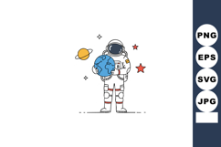 Astronaut holding earth globe with planets and stars space e Product Image 1