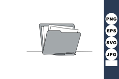 Gray folder with documents and pen office supplies vector il Product Image 1