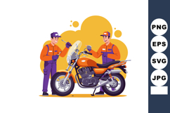 Motorcycle maintenance service with two mechanics repairing Product Image 1