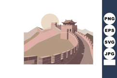 Great Wall of China historic landmark with sunset and mounta Product Image 1