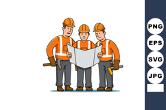 Construction workers holding blueprint wearing orange safety Product Image 1