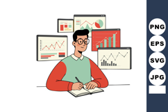 Businessman analyzing financial data charts and graphs in of Product Image 1