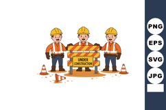 Construction workers with safety helmets and barrier under c Product Image 1