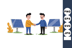 Business partnership handshake between two men with solar pa Product Image 1