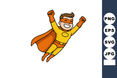 Superhero boy flying with cape and mask in bright orange and Product Image 1