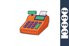 Retro orange cash register with green buttons and receipt ve Product Image 1