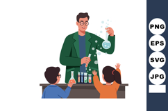 Scientist teaching children science experiment with colorful Product Image 1