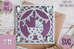 3D New baby card | Paper cutting | New baby card SVG Product Image 1