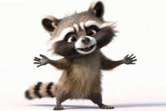Smiling Blackish Raccoon on White Background Wallpaper Product Image 1