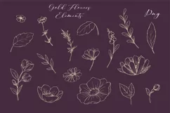 Set of clipart watercolor & gold flowers and bouquets Product Image 3