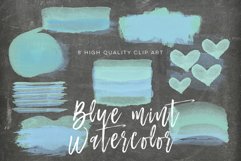 blue mint brush strokes, Blue Green Watercolor Circles, Blue &amp; Green Watercolor and Shimmer Circles, ombre brush strokes,  DIY Clipart Product Image 3