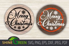 Christmas Ornament SVG - Round Sign with Snowflake Product Image 5