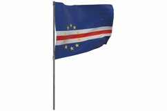 Cape Verde flag on pole. Waving banner isolated. Product Image 1