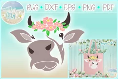 Cow Face With Flowers Svg Dxf Eps Png Pdf Files For Cricut Product Image 1