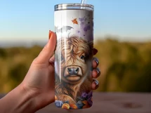 Highland Cow Tumbler Sublimation Wrap, Halloween Wrap PNG Product Image 3