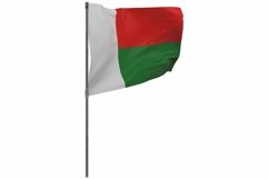 Madagascar flag on pole. Waving banner isolated. Product Image 1