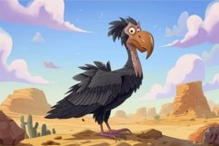 Cartoon vulture in desert landscape Product Image 1