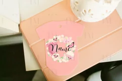 Watercolor Pink Newborn Baby Wreath Design PNG Product Image 2
