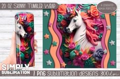 3D Kids Unicorn Sublimation Skinny Tumbler | 20oz | Png Product Image 1