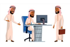 Arab Man Office Worker Vector. Traditional Clothes. Islamic. Product Image 1