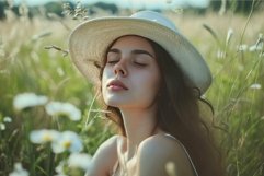 Serene woman enjoying nature among wildflowers Product Image 1