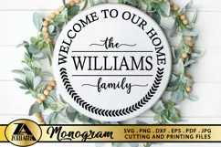 Family Monogram SVG Welcome Home SVG Farmhouse Wreath SVG Product Image 1