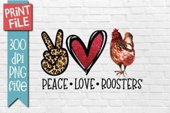 Peace Love Roosters Sublimation Design Product Image 1