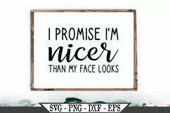 I Promise I'm Nicer Than My Face Looks SVG Product Image 1
