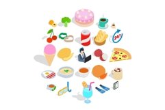 Variety of dessert icons set, isometric style Product Image 1